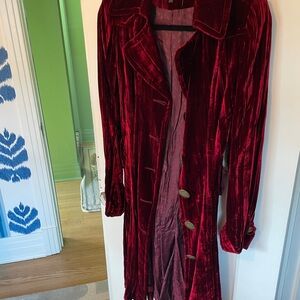 Cynthia Steffe Rich Burgundy Velvet Trench Coat